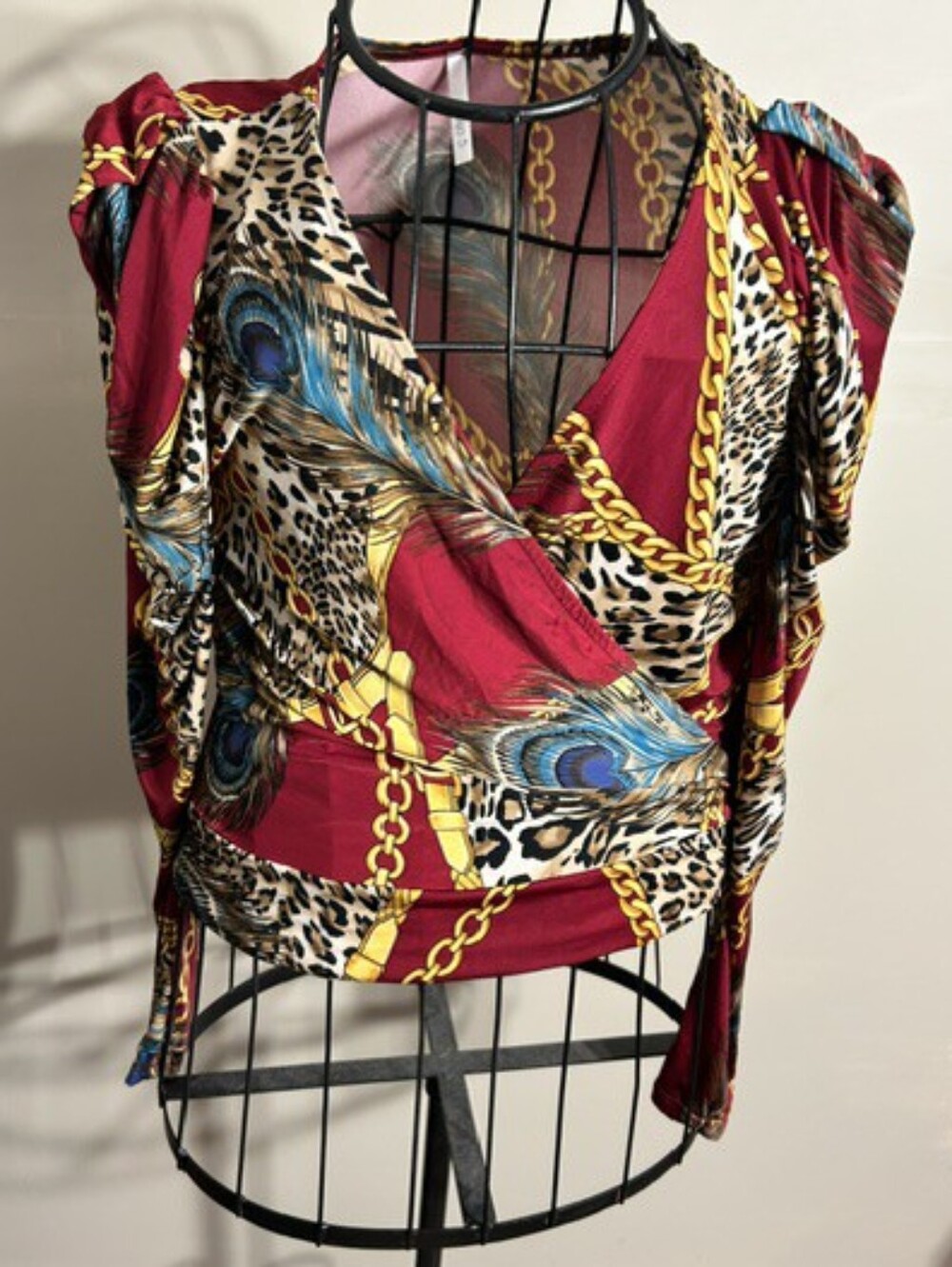 size medium womens shirt top maroon graphic casual dress blouse